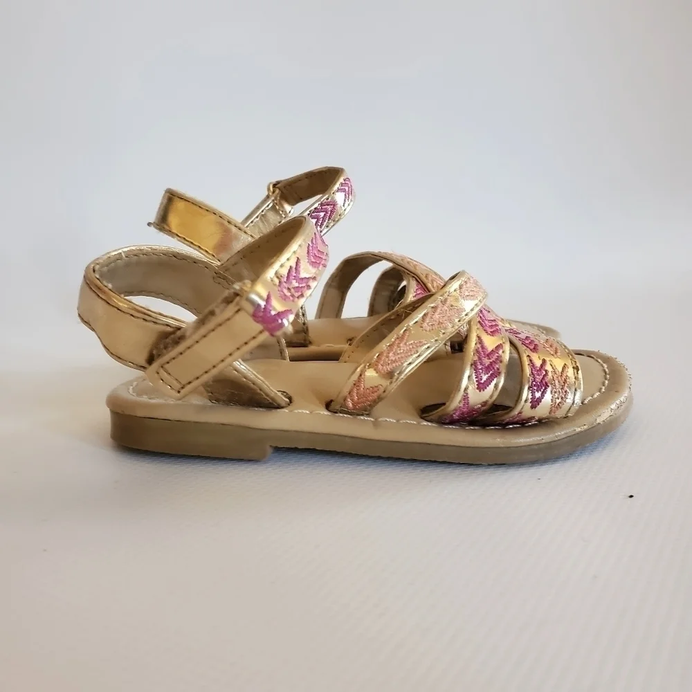Gymboree Girls Sandals Tan Gold Pink Size 5